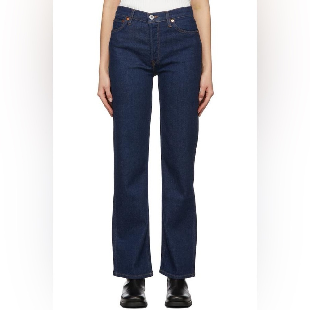 Re/Done Indigo High Rise Loose Jean (Color Rigid Like) - Size 28